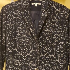 Cabi #109 Midnight Blue Jacquard Jacket Sz 12